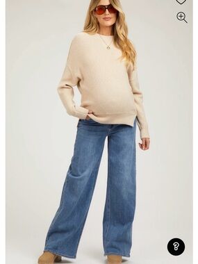 PinkBlush- Wide Leg Blue Women's Maternity Jeans
